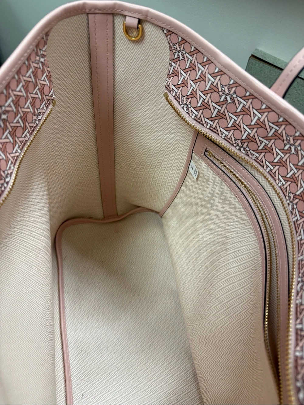 Vintage Tory Burch Ever-Ready Coated Canvas Tote In Winter Peach/Pink